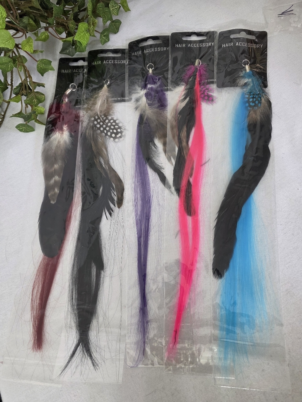 5 Feather Hair Extensions Color Strips Highlights Clip In Feathers